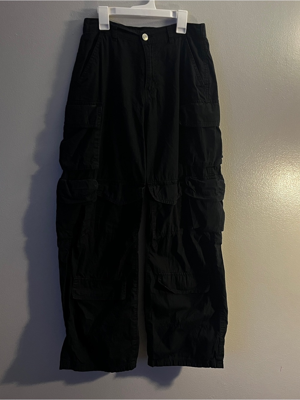 refuge Wide Leg Black Cargo Pants S/P